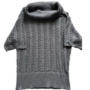 Monroe and Main Women's Gray Knit Cowl Short Sleeve Sweater‎ Top Plus Size 1X